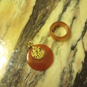 ❌❌SOLD❌❌Carnelian jade pendant and ring